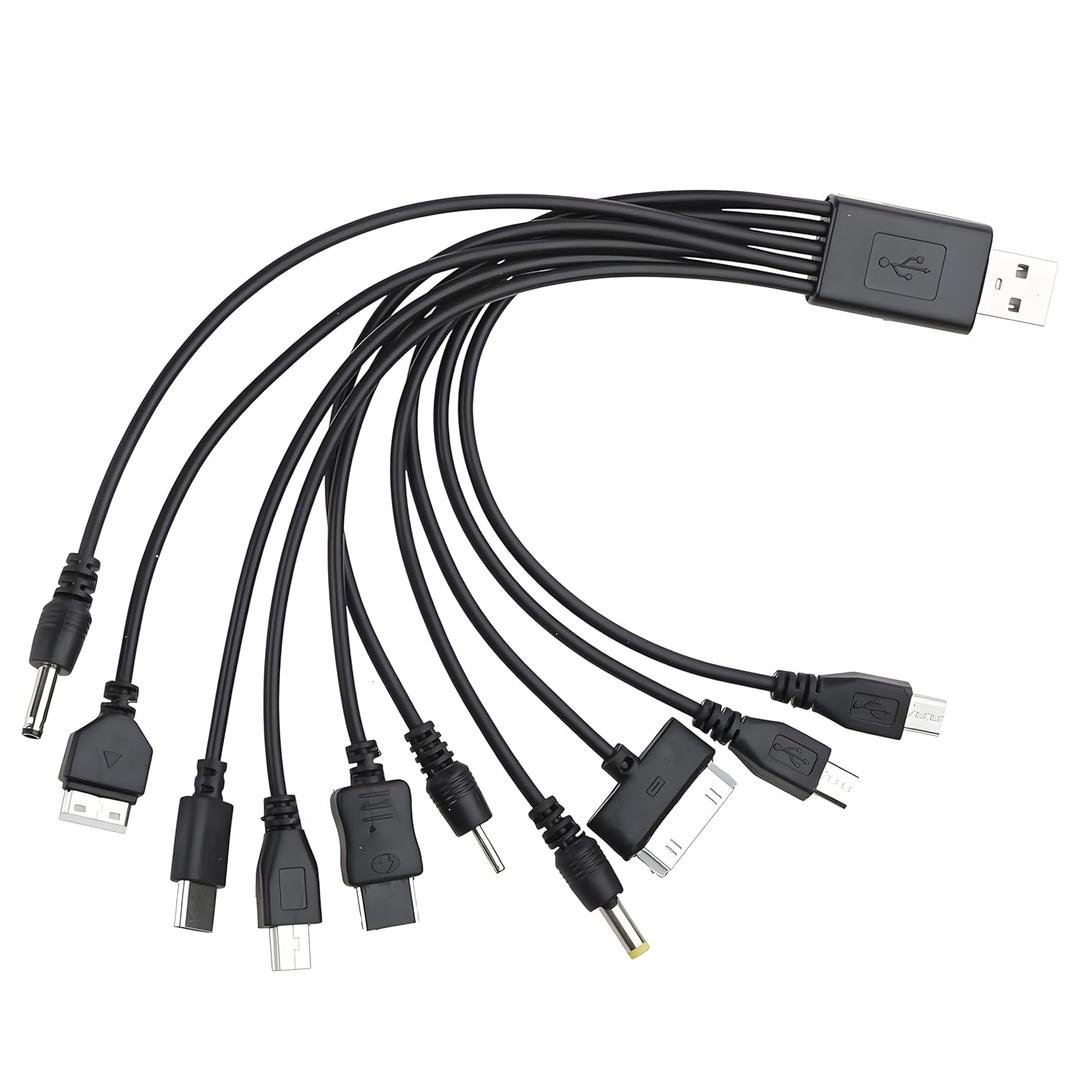 10 in 1 USB Multi USB Cables 20CM/7.87in for Mobile Phones, Speakers, Headphones & Older Mobile Phones