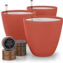 GARDENIX DECOR Self Watering Pots for Indoor Plants 3 Pack - Flower Pot with Water Level Indicator for Plants, Grow Tracking Tool - Self Watering Planter Plant Pot - Coco Coir - Terracota