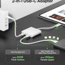 Belkin USB C Splitter - Dual Port Hub - 1 x USB-C 3.2 Gen2 Port & 1 x 100W PD Port - Simultaneous Data Transfer & iPhone Charger Fast Charging - Apple iPhone 17, iPad, Nintendo Switch 2 & More - White