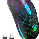 TaIYanG Wireless Mouse, 2.4G Portable Optical Quiet Cute Mouse with USB Receiver and Type C Adapter, 3 Adjustable DPI LED Wireless Mice for Laptop, Computer, PC, MacBook, Desktop