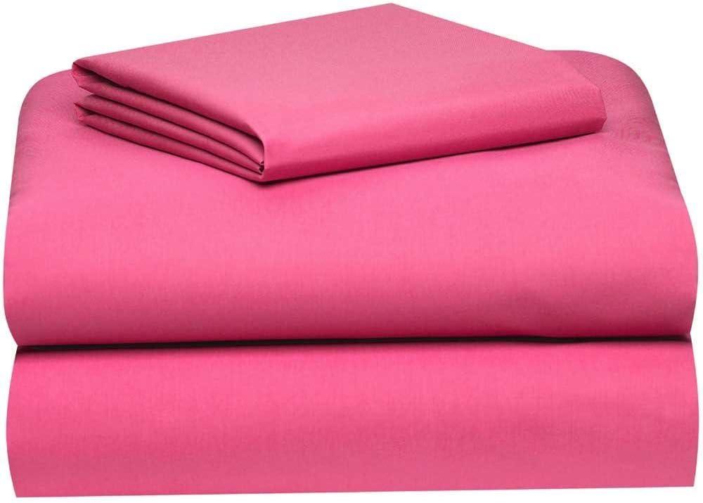 DESTINY CRESCENT BEDDING Full XL 100% Microfiber Double Brushed Pink Sheet Set - Extra-Soft, Breathable & Wrinkle-Free - 15" Deep Pockets, 54" x 80" - Ideal for Extra Long Full Beds - 4PC Set