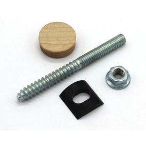 Stair Handrail Bolt Kit - Includes (10) Rail Bolts (3 1/2" x 5/16"), (10) Shoulder Nuts, (10) Plastic Curved Washers, and (10) 1" Paint Grade Tapered Hardwood Plugs