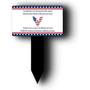 Large Commemorative Memorial Stake - Stars & Stripes Plaque, 5mm Acrylic, Grave Marker for Veterans & Loved Ones, Durable Aluminum Composite (Large)