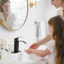 Matte Black Bathroom Faucets, Waterfall Bathroom Sink Faucet Modern Single Handle Bathroom Faucte 1 or 3 Hole, RV Mixer Tap Vanity Faucet - Includes Pop-up Drain Supply Hoses Deck Plate