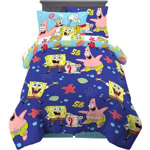 Franco Kids Bedding Super Soft Comforter and Sheet Set with Sham, 5 Piece Twin Size, Spongebob Squarepants