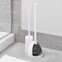 iDesign Una Plastic Toilet Bowl Brush and Plunger Combo Set for Bathroom Cleaning and Storage