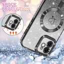 NITITOP Compatible with iPhone 12 Case Cute Clear Glitter [Compatible for MagSafe] Plating Heart Sparkle Bling Magnetic Girl Women Electroplated Frame Camera Protection Back Cover - Black