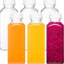 Norcalway 6pcs 12oz Plastic Juice Bottles with Caps, Reusable Juicing Bottles, Clear Drink Containers with Lids for Juicing, Smoothie and Other Beverages (12 OZ / 6 PACK)