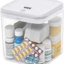 EMLTHORY Clear Medicine Lock Box with code, Small Food Snack Phone medication Lock Boxes for Personal Items Combination Electronics Organizer,Phone Jail,Gaming Device Lockable Boxes, White Lid + Clear Base