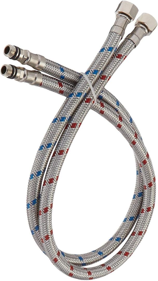32-Inch Long Bathroom Kitchen Faucet Connector Braided Stainless Steel Supply Hose 3/8-Inch Female Compression Thread x M10 Male Connector, x 2 Pcs (1 Pair)