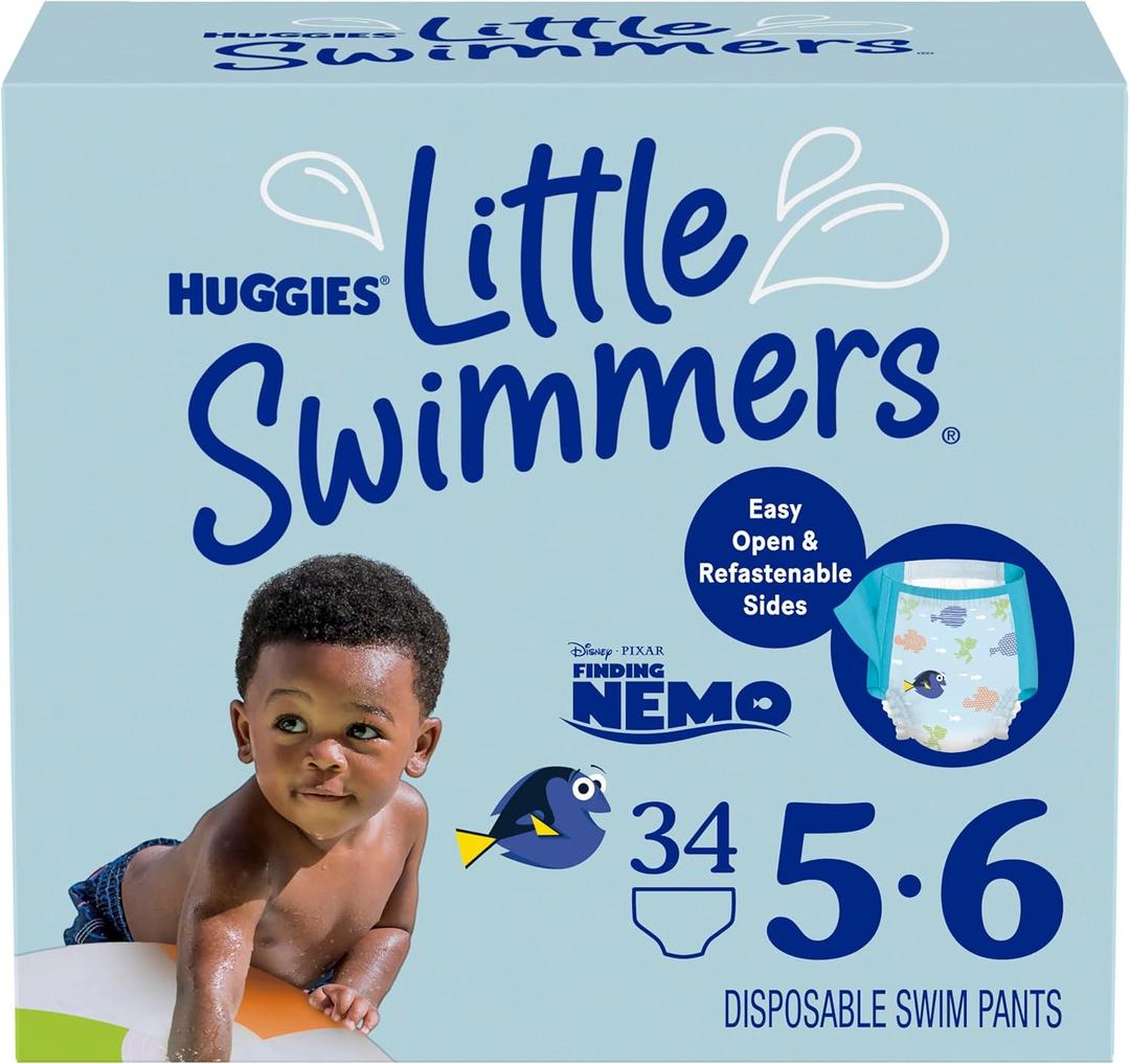 Huggies Little Swimmers Disposable Swim Diapers, Size 5-6 (32+ lbs), 34 Ct (2 packs of 17)