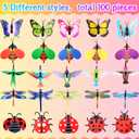 100 Pcs Butterfly Garden Decorations 9.8 Inch Assorted Decorative Plant Stakes Include Bee Hummingbird Ladybug Dragonfly Butterfly Stake for Flower Bouquet Spring Outdoor Indoor Lawn Wall Patio