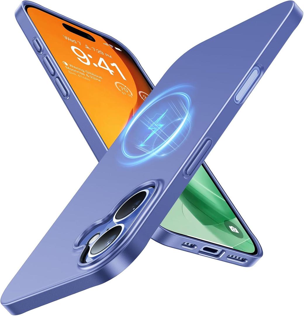TORRAS Magnetic Slim-Fit for iPhone 16 Case 6.1 inch, Ultra-Thin 16 Phone Case Compatible with MagSafe Phone 16 Case, Light Anti-Scratch Matte Hard PC Bayer OriginFit, Blue Purple