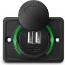12V RV USB Charger, Quick Charger 3.0 Wall Mount USB Charging Station with Green Indicator Light and Cap for Car Camper Boat Marine SUV ATV (Black A74)