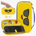 FUNDIARY Yellow Carrying Case for Nintendo Switch 2 Shockproof Accessories for Switch 2 Console with Slim Storage Travel Bag and Portable Handle Strap Design - Built-in 12 Game Card Slots