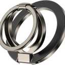 Magnetic Phone Ring Holder for MagSafe Dual-Side Magnetics, Removable Magsafe Phone Grip with Kickstand for Samsung Galaxy S26 S25 S24 Ultra Z Flip7 iPhone 17 16 Plus 15 Pro Max,Fit Magnetic Car Mount (gray)