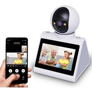 Indoor Home Security Camera,Pet Dog Camera,Two Way Video Camera with 4.3inch Big Screen,Nanny cam, Monitor for Baby/Elder/Nanny/Dog/pet with Phone App Dome Camera(Button Calling Version)