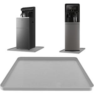 Water Cooler Mat, 24x16x0.8 Inch Non-Slip Thick Under Water Dispenser Silicone Mat With Raised Edges, Leak-Proof Air Conditioner Drip Pan For Carpet Floor Protection, Grey 