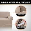 PrinceDeco Stretch Loveseat Sofa Cover Slipcover Couch Cover for 2 Cushion Sofa Washable Sofa Cover for Pets Friendly Furniture Protector Covers with Non Slip Bottom(Loveseat, Sand)