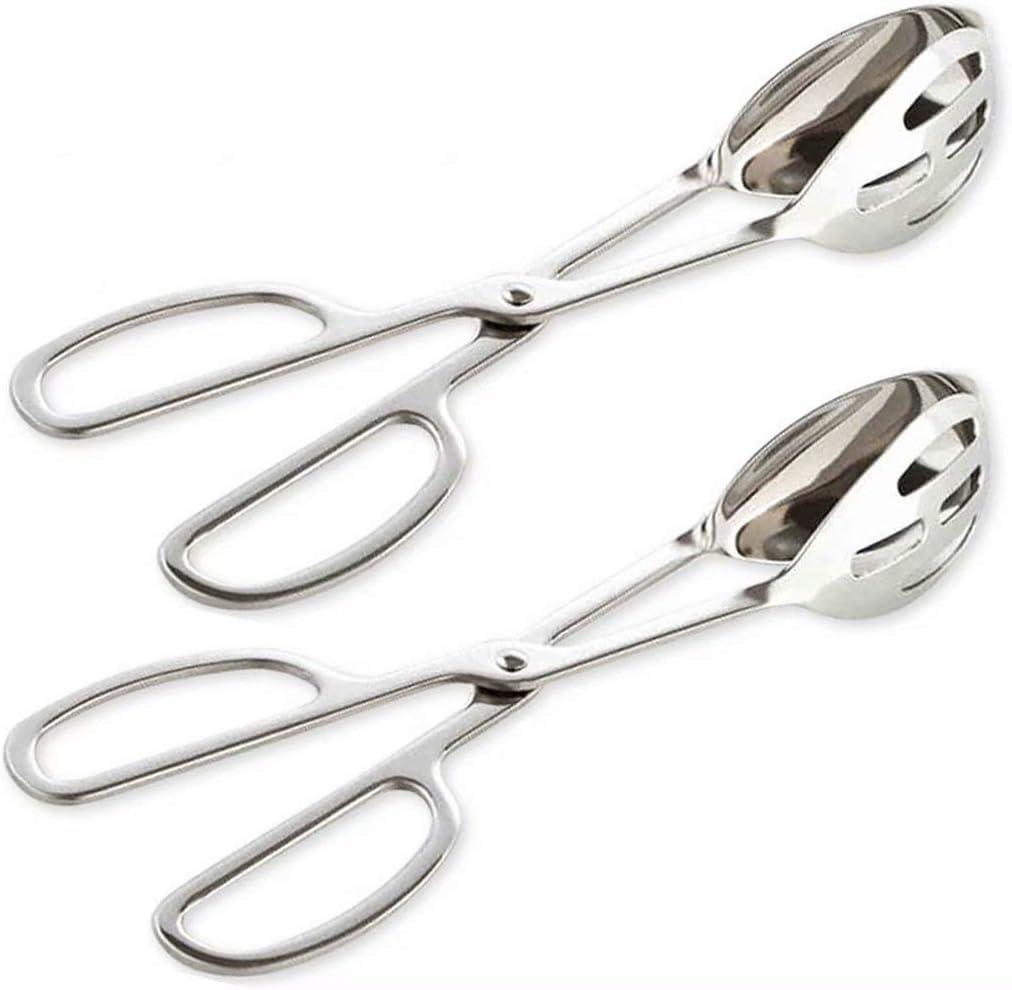 KEBE 2-PACK Serving Tongs for Cooking Buffet Party Catering, Thickening Food Serving Cake Bread Kitchen Salad Tongs, Stainless Steel