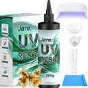 UV Resin with Light,Upgraded 250g Crystal Clear,Low Odor,Fast Cure& Hard Type UV Resin Kit,Silicone Mat,UV Light,for Crafts,Jewelry Making,Casting