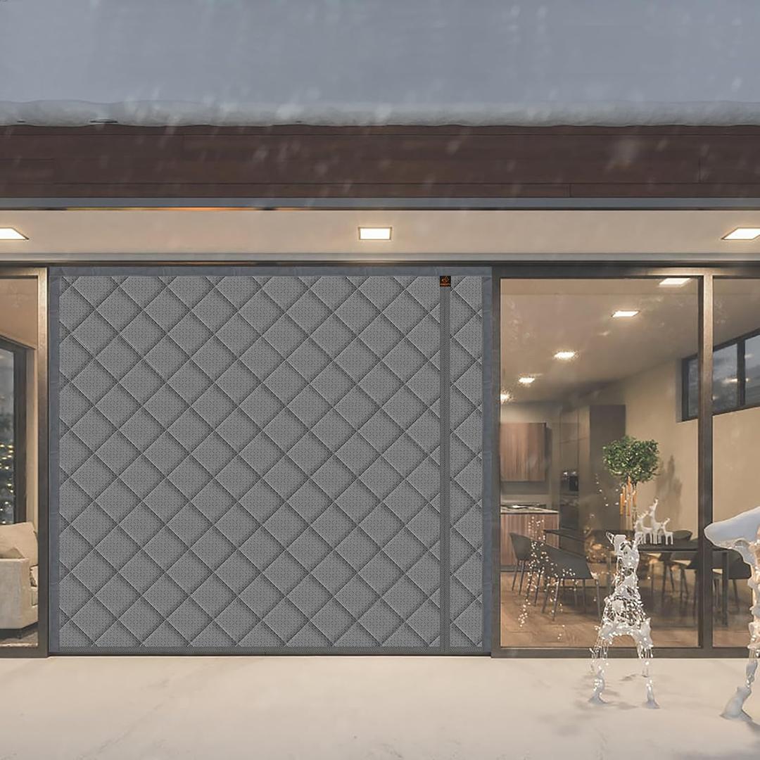 WochiTV Magnetic Thermal Insulated Door Curtain Fits Door Size 74" x 80", Durable Waterproof Cloth, Weatherproof, Windproof, Reduce Noise, Side Opening, Gray