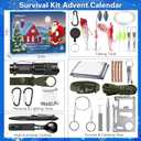 Survival Kit Advent Calendar 2025, 24 Days Christmas Countdown Calendar Emergency Survival Tool for Men Teen Adult, Survival Gear Xmas Surprise Gifts for Outdoor Camping Fishing Hunting Adventure