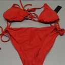 Tempt Me Women Triangle Bikini Sets Halter Two Piece Sexy Swimsuit String Tie Side Bathing Suit (Red), Medium