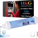 H&G Lifestyles Ice Maker Filter Replacement,0 TDS Inline Water Filter for Refrigerator, Reduce TDS to 0-20 PPM,Remove Chlorine Heavy Metal Odor,with 1/4-Inch Quick Connect Fittings