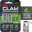 3M Claw 25 lb. Drywall Picture Hanger with Spot Markers, Heavyweight Hanging Solution for Room Decor and Office Decor, Including Mirrors or Large Art - 4 Pack