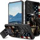 for Samsung Galaxy S25 Ultra Case with Stand & Camera Cover for Galaxy S25 Ultra Case Hybrid Dual Layer Heavy Duty Shockproof Protective Case for Samsung S25 Ultra 6.8",Bald Eagle With American Flag