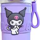 Kuromi Stainless Steel Insulated Water Bottle with Carrying Loop (Spout & Straw) - 510ml, Purple