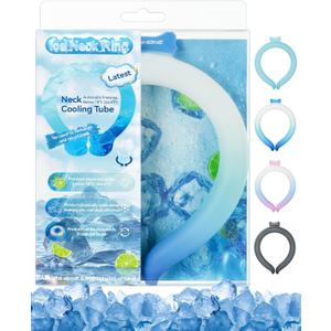 Neck Cooling Tube Wraps Ice Ring Neck Cooler Personal Ice Pack Wrap for Hot Weather Gel Reusable Wearable Gel Cooling for Summer Heat Hot Flashes Freezer Below 64.4