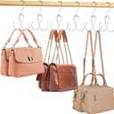 ZEDODIER 6 Pack Purse Hanger Bag Organizer for Closet, Heavy Duty Rotatable Purse Holder with 12 Storage Capacity, Bag Storage Rack for Purses Bags Backpacks, Silver