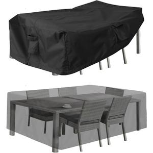 PureFit Patio Furniture Covers, Outdoor Table Furniture Cover Waterproof Rectangle, Patio Sectional Couch Set Cover for Deck, Lawn and Backyard, UV Resistant, 74"L x 47"W x 28"H, Black