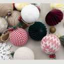 12PCS Rustic Christmas Ornaments Set, 8 Burlap Balls & 4 Paper Honeycomb Ornaments, 3.15" Farmhouse Vintage Holiday Tree Decorations