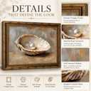 Vintage Gold Framed Wall Art, Seashell and Pearl Canvas Print, 24x16 In