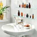 Tatuo 2 Pieces 23.6 Inch Bathroom Shelf Tempered Glass Shelf for Bathroom, 304 Stainless Steel Wall Mount Floating Glass Shelves