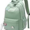 School Backpack for Teen Girls Cute Bookbag for High Middle School College Aesthetic Laptop Back Pack,Green