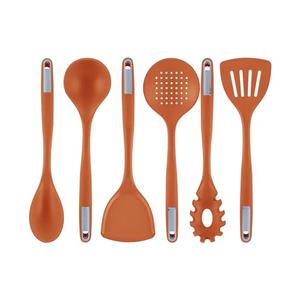 Met Lux Kitchen Utensil Set, 6 Pieces Set, High-Heat Tolerance, Orange Silicone Kitchen Utensils, For No-Stick Cookware - Restaurantware