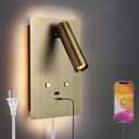 ZEROUNO Wall Mounted Reading Light,Dimmable Plug in Wall Sconce with USB A+C Ports,Touch Control Indoor LED Wall Lighting for Bedroom Bedside 3000K
