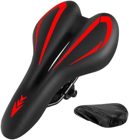 Comfortable Gel Bike Seat with Extra Soft Cushion Padded,Fits Most Bikes.Ergonomic Bicycle Saddle Cushion with Waterproof PU Leather for Men Women