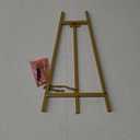 Denique Metal Easel Stand 16.5" H x 8.7" W x 4.3" D Table Top Easel Stand for Display, Tripod Picture Frame Stand Plate Holder with Chain Support for Display Book Photo Wedding Sign (Gold)