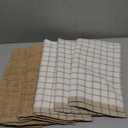 Homaxy Premium Cotton Kitchen Towels 16"x 28", Large Natural Ring Spun 390 GSM Dish Towels, Super Absorbent Terry Kitchen Hand Towels, Soft Tea Towels with Hanging Loop, Tan Check Design, 6 Pack