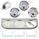 WATERWICH Triple Gauge Kit 2inch 52mm Water Temperature Gauge + Oil Pressure Gauge + Voltmeter 3 in 1 Car Marine Meter Auto Gauge for Car Truck Vehicle Motorcycle Tractor (White)