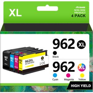 962XL 962 XL Ink Cartridges for HP Printers Replacement for HP 962XL Ink Cartridges Combo Pack HP962 Work for HP Officejet Pro 9010 Ink Cartridges 9015 9018 9020 Printers, Black and Color (962xl black and color)