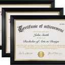 8.5x11 Picture Frame Certificate Diploma Frame with Tempered Real Glass, Black Document Frames for Tabletop & Wall Mount (3 Pack, Black)