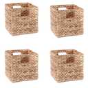 Trademark Innovations Foldable Hyacinth Storage Basket with Iron Wire Frame (Set of 4)