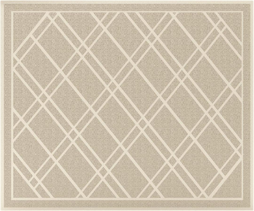 SlipToGrip Plaid Indoor Outdoor Door Mat, 42" x 35", Light Beige, 2 Pack