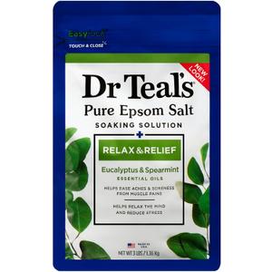 Dr Teal's Epsom Salt Magnesium Soak, Relax & Relief with Eucalyptus & Spearmint Essential Oils, 3 lbs (48 Ounce (Pack of 1))